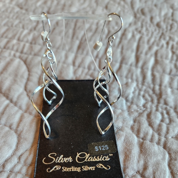 Sterling Silver Twist Dangle Earrings - Picture 1 of 4